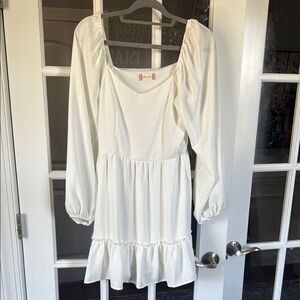 Altar'd State Cream Long Sleeve Puff Sundress